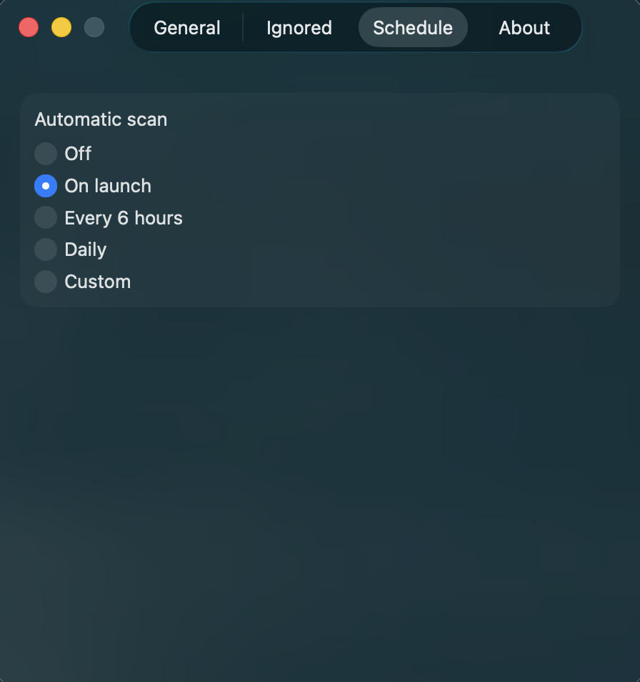 Automatic scan schedule